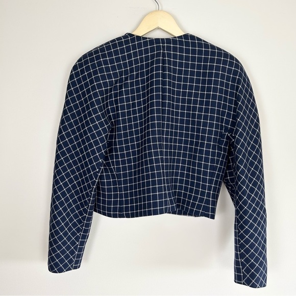 Vintage Nina Ricci 1980s Navy Windowpane Blazer - Picture 3 of 6